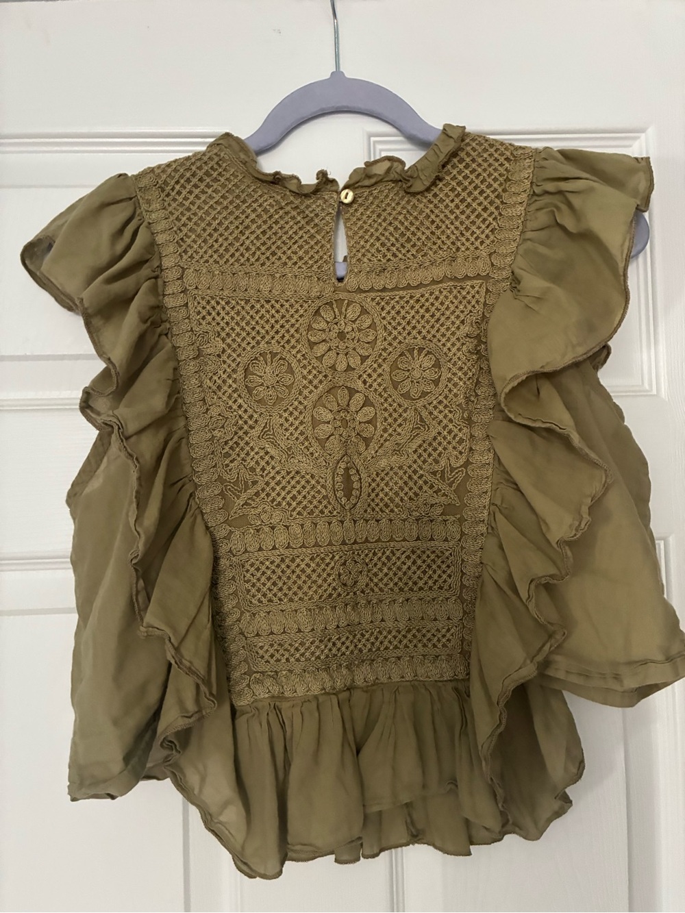 Joie Olive Ruffle Women's Top, size L